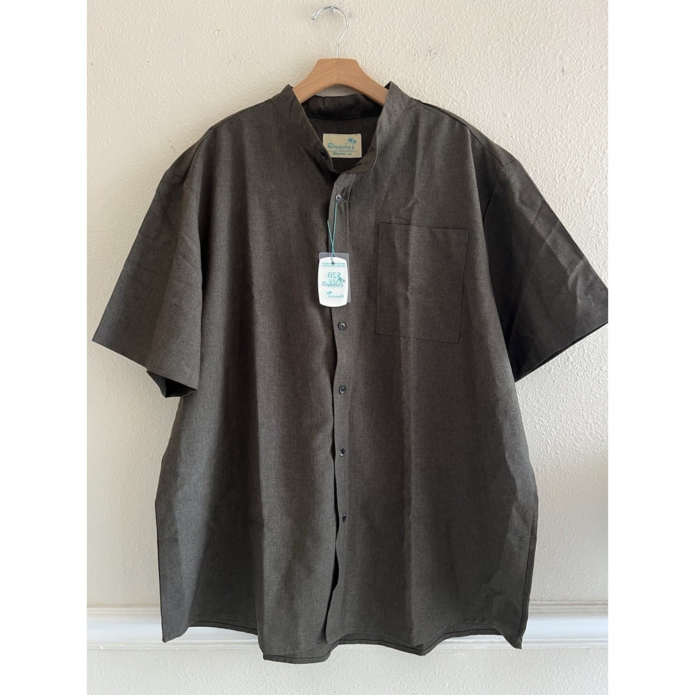 Rayaura NWT Button Front Mens Shirt XXL Brown Gray Casual Vacation Minimalist